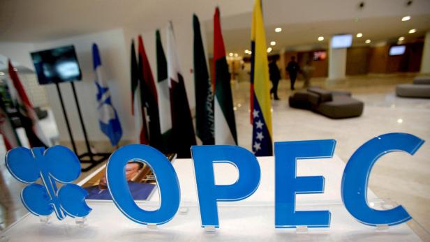 FILE PHOTO: The OPEC logo pictured ahead of an informal meeting between members in Algiers, Algeria