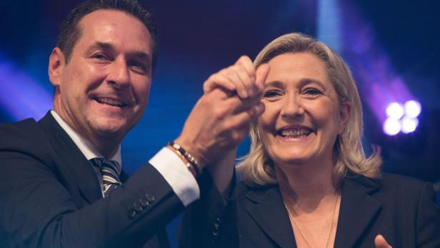 Heinz-Christian Strache und Front-National-Chefin Marine Le Pen