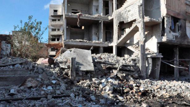Zerstörung nach dem Anschlag in Homs