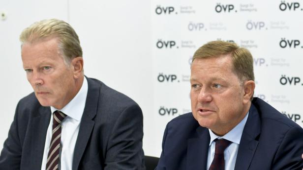 ÖVP-Chef Reinhold Mitterlehner und der neue Generalsekretär Werner Amon
