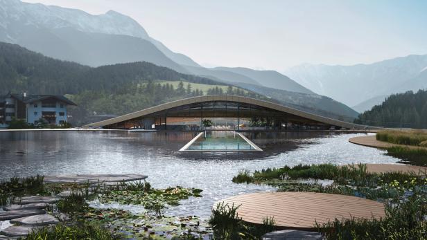 Das organisch designte Spa mit 5.500 m2 großen Natur-Badesee und Infinity-Pool