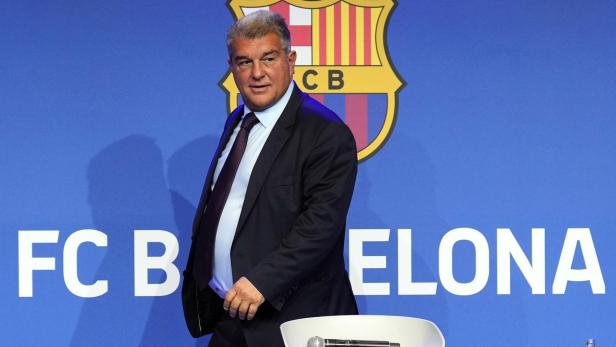 President of FC Barcelona Joan Laporta holds a press conference over 'Negreira' case
