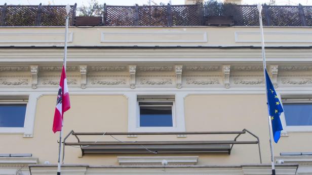 Flags at half mast at Austrian embassy in Rome