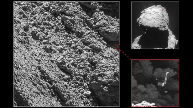 High-resolution Kameras auf der Rosetta spacecraft fanden Landegerät Philae
