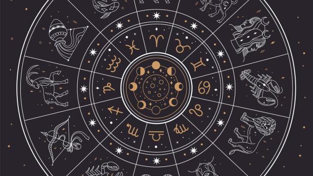 Eine Darstellung der Tierkreiszeichen in einem kreisförmigen Design.