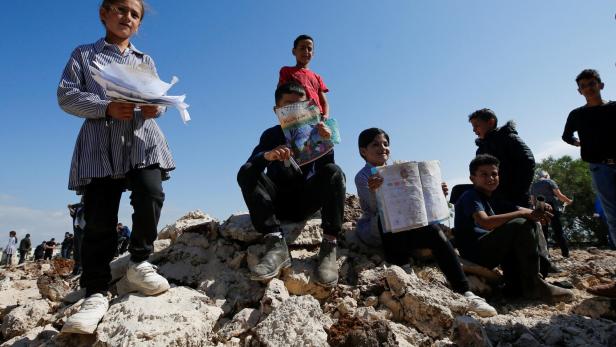 Israeli machinery demolish a school near Bethlehem