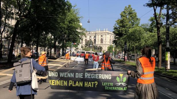 Klimakleber mit Joghurt angeschüttet, Protestmarsch in Wien 