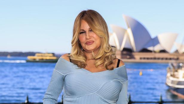 American actress Jennifer Coolidge speaks during a press conference in Sydney