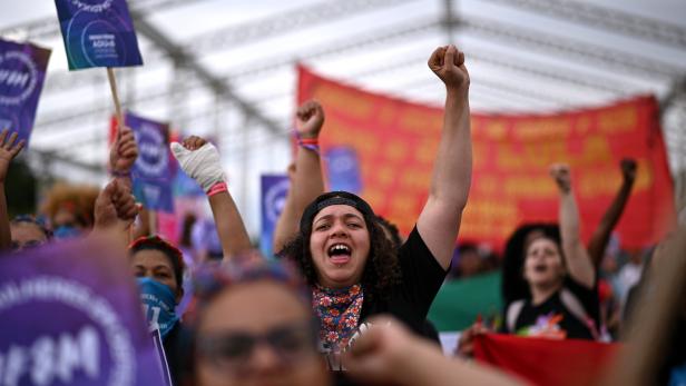 Demonstration am Weltfrauentag in Brasilia, Brasilien