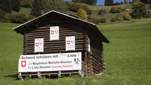 Wahlwerbung der SVP in Graubünden.