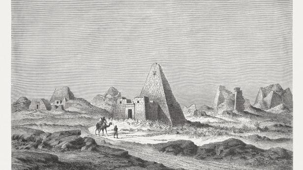 UNESCO Weltkulturerbe seit 2011: Die nubischen Pyramiden von Meroe 200 Kilometer nordöstlich der Hauptstadt Khartum wurden ab 300 v. Chr. von den Königen des Reiches Kusch erbaut
