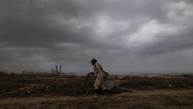 Arrival of cyclonic storm Biparjoy over the Arabian Sea, in Karachi