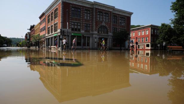 Streets are flooded from recent rain in Montpelier