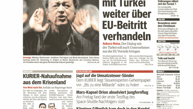 Schlagzeile vom 06.12.2014Hahn will mit Türkei weiter über EU-Beitritt verhandelnKurier