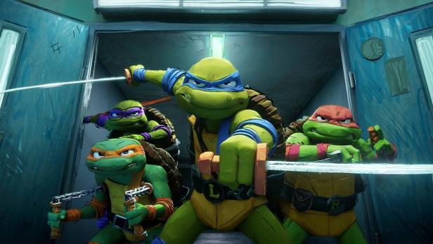 Schräge Kämpfer gegen das Böse: die Ninja Turtles Leonardo, Donatello, Michelangelo und Raphael