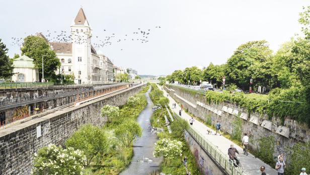 So könnte die Renaturierung des Wienflusses aussehen – ein Umbau in Richtung eines Naherholungsgebiets
