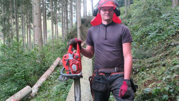 Forstarbeiter Josef Ledinger fällt vier Bäume pro Stunde