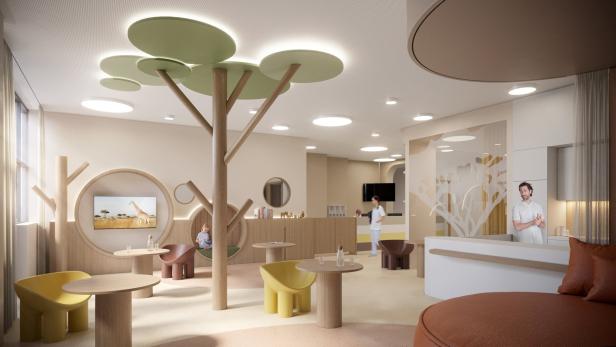 So soll der künftige Aufenthaltsraum im Pflegedomizil „Fridolina“ in Wien-Ottakring aussehen.