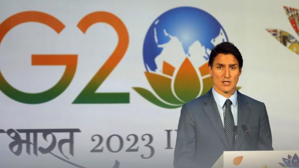 Justin Trudeau spricht beim G20-Gipfel in Neu Delhi