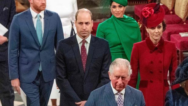 Prinz Harry, Herzogin Meghan, Prinz William, Prinzessin Kate und König Charles