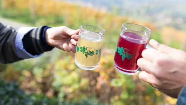 Zwei Menschen stoßen mit Sturm an.