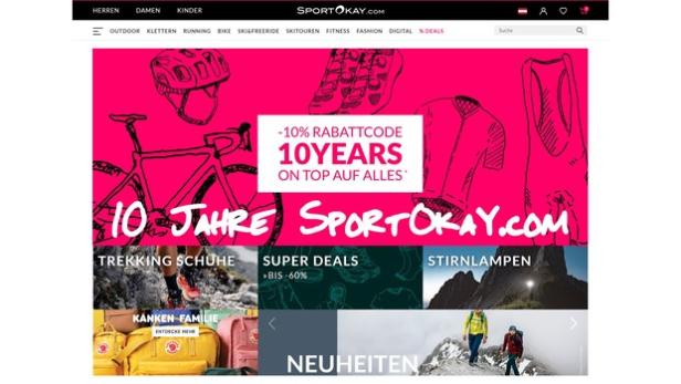 10 Jahre SportOkay.com Online-Shop Front Seite