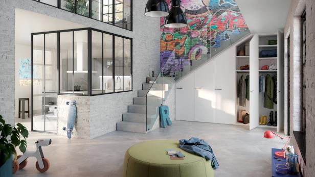Eingangsbereich Wohnung, Treppe geht nach oben