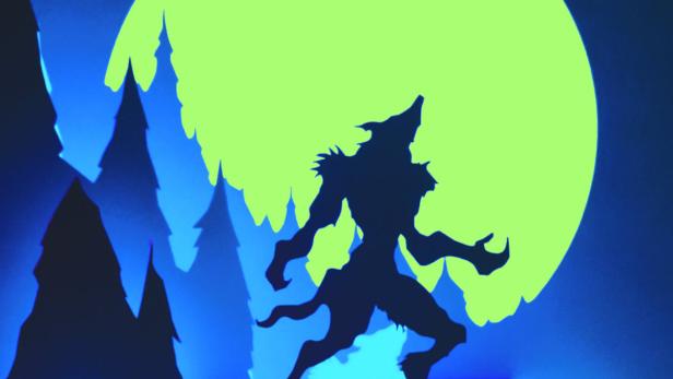 Das Cover des Buches „Horrorgami“ zeigt einen Werwolf vor einem Vollmond.