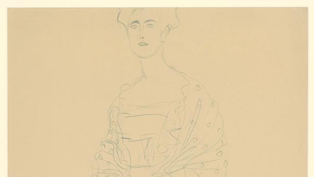 Klimt, Zeichnung zu &quot;Bildnis Margarethe Stonborough-Wittgenstein&quot;, 1904/&#039;05