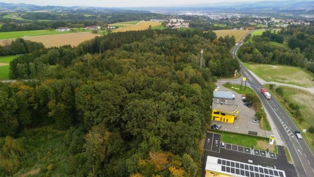 Waldstück auf der Oiden neben ÖAMTC-Stützpunkt und Tankstelle soll für neues WSZ gerodet werden