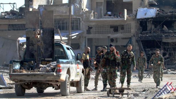 Kämpfer der syrischen Armee in Aleppo.
