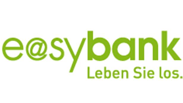 Das grüne Logo der Easybank mit dem Slogan „Leben Sie los.“.