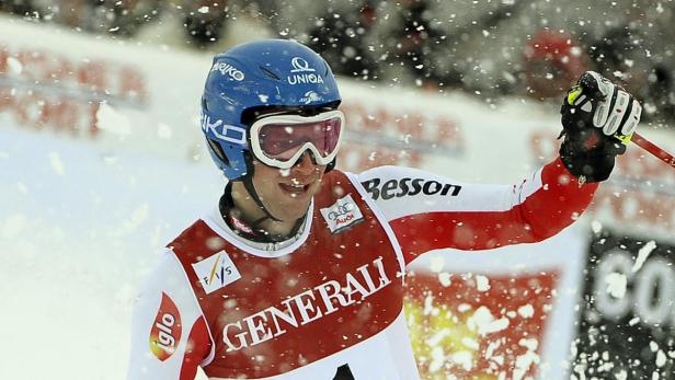 Blick zurück: Benjamin Raich gewann den letzten Herren-Riesenslalom in Åre – 2009 vor Didier Cuche (CH) und Ted Ligety (USA).