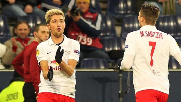 Kampl (li.) war mit zwei Toren und zwei Assists der überragende Mann beim 5:1-Heimerfolg gegen Giurgiu.