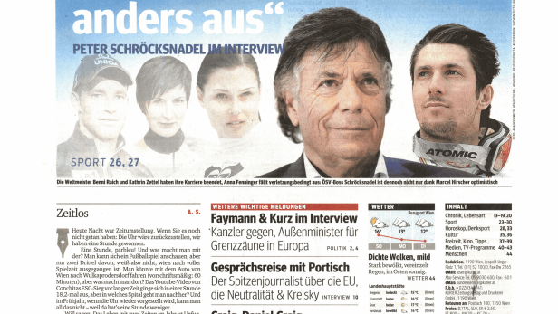 Titelseite des Kurier am Sonntag, 25. Oktober 2015.