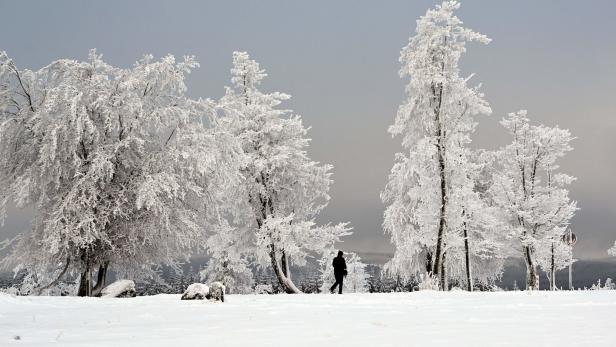Mit Schnee und Frost bedeckte Winterlandschaft