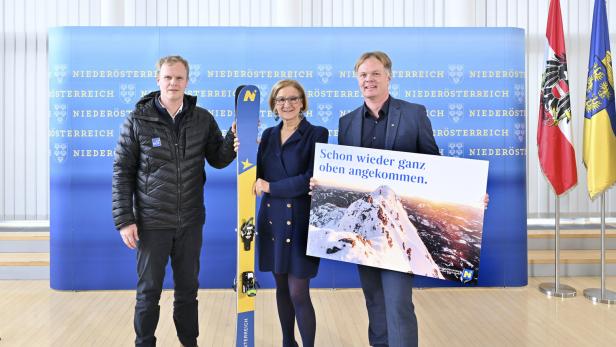 Große Zuversicht: vl. Markus Redl (ecoplus Alpine) , LH Johanna Mikl-Leitner, Michael duscher (NÖ Werbung)