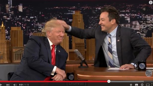 Bei Jimmy Fallon: Trumps Haare überstanden Reißtest