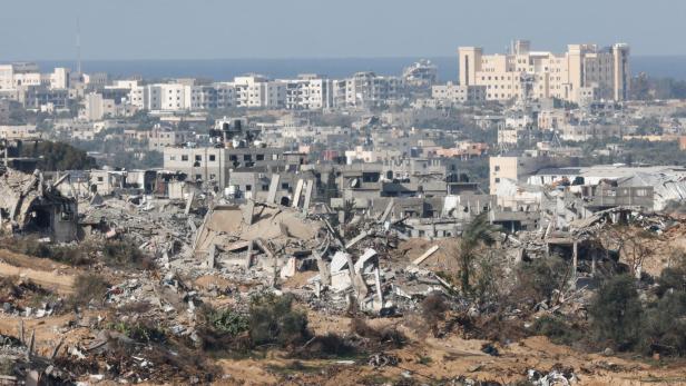 Destroyed buildings lie in ruin in central Gaza