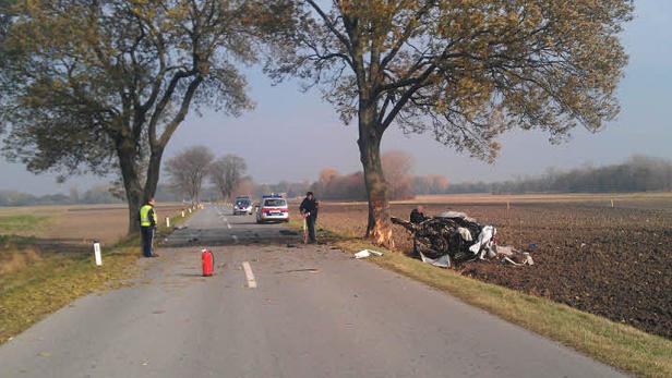 Auto fuhr ungebremst gegen einen Baum