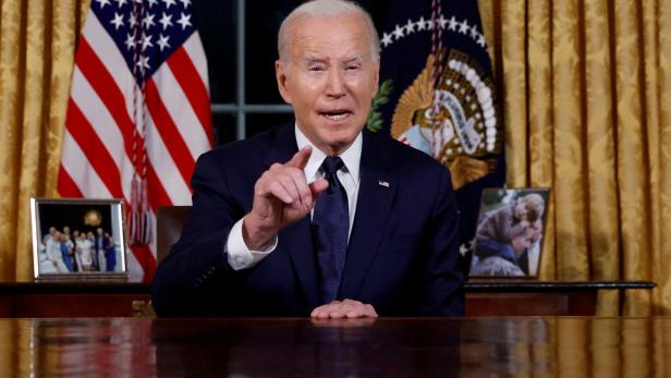 FILE PHOTO: U.S. President Joe Biden delivers an address to the nation from the Oval Office of the White House in Washington