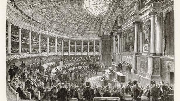 Symbolbild Demokratie: Die Versammlung der Abgeordneten in Paris 1891
