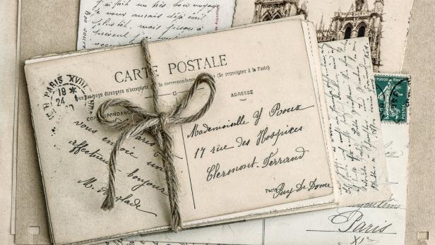 old letters and antique french postcards