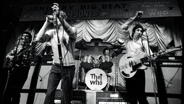 The Who mit Pete Townshend (ganz rechts) 1966 live in Stevanage.