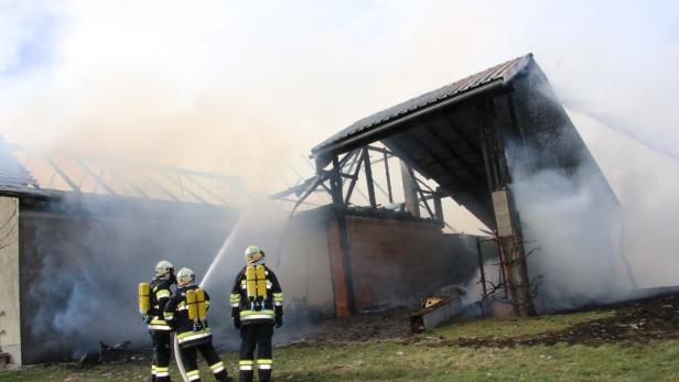 In Neuhofen an der Ybbs mussten die Feuerwehren zur Mittagszeit zum Brand auf einem ehemaligen Bauernhof ausrücken