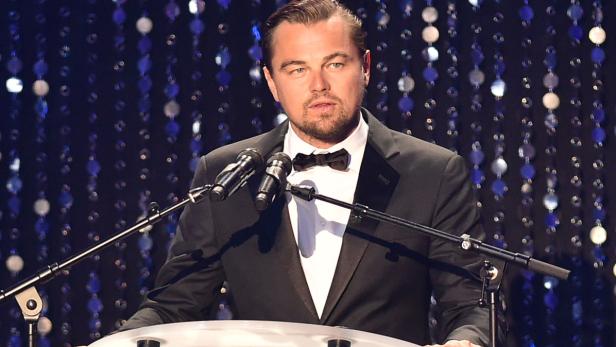 DiCaprio bei seiner Rede bei der amfAR-Gala.