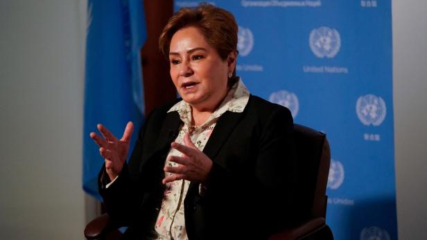 FILE PHOTO: Executive Secretary of the United Nations Framework Convention on Climate Change Patricia Espinosa speaks during an interview with Reuters at a United Nations Information Center offices in Washington