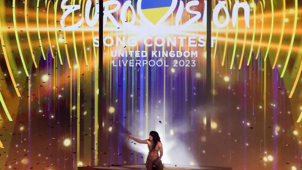 Siegerehrung von Loreen beim Eurovision Song Contest 2023 in Liverpool