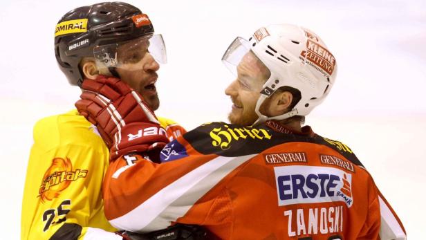 EBEL. Eishockey Bundesliga. EC KAC gegen PC Vienna Capitals.. Tomislav Zanoski, (KAC), Benoit Gratton (Caps).. Klagenfurt, am 4.5.2013. Copyright Agentur Diener/Kuess Marktgasse 3-7/4/5/21 A-1090 Wien Austria Telefax +43 1 955 32 35 Mobil +43 676 629 98 51 Bank Austria Bank Nr. 12000 Account Nr. 00712 223 783 e-mail: agentur@diener.at Datenbank: www.diener.at ImageArchivist Demo