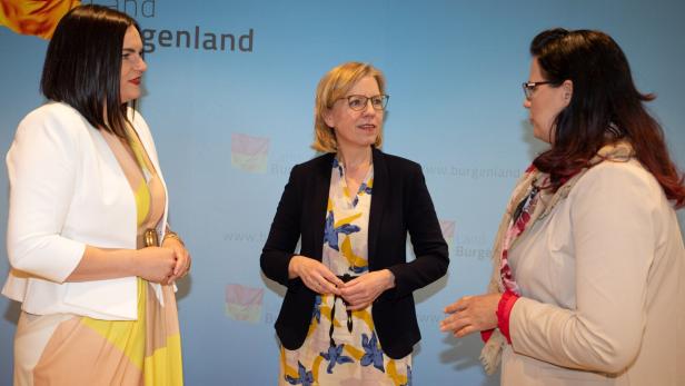 Burgenlands LH-Vize Astrid Eisenkopf, Ministerin Leonore Gewessler und die Kärntner Landesrätin Sara Schaar verstanden sich prächtig